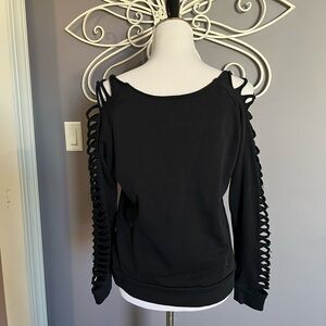 VENUS Black Cutout Sleeve Sweatshirt